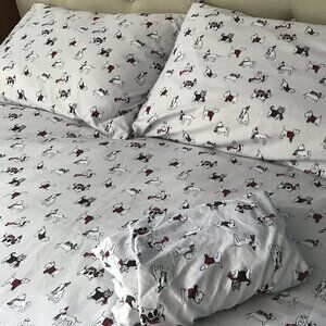 Cynthia Rowley Winter Puppy Dog Sheet Set, Full Size
